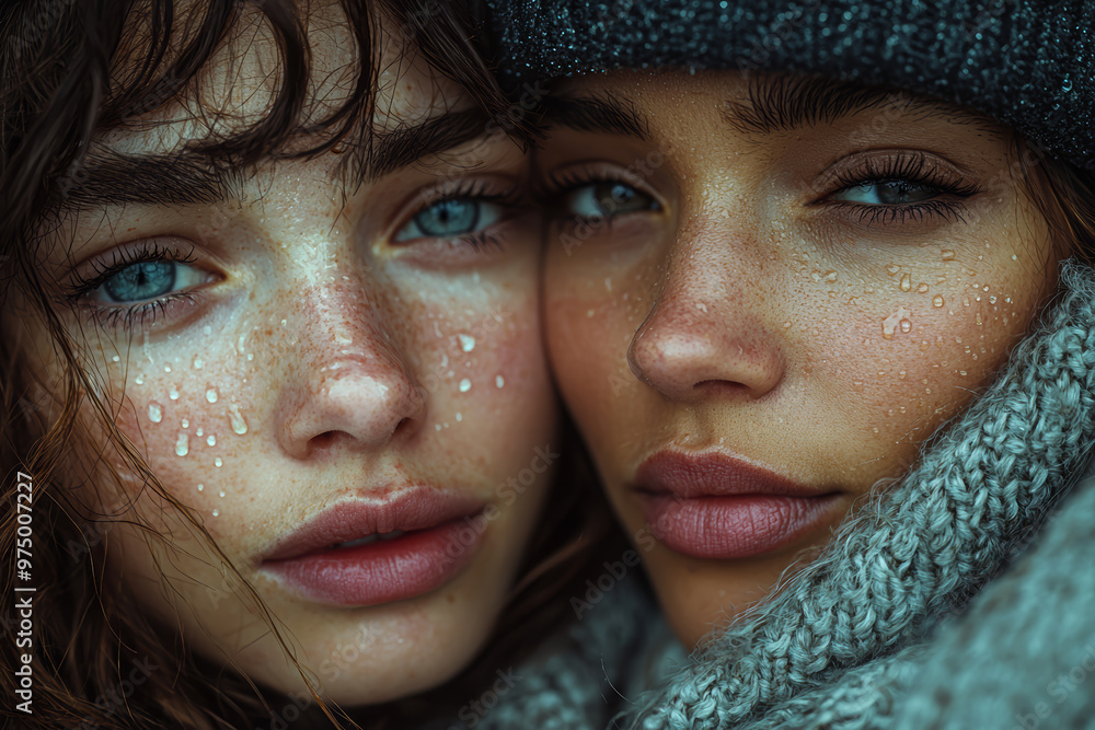 A person with a tear-streaked face, being comforted by a friend in a moment of sadness. Concept of empathy and support. A person with a tear-streaked face, being comforted by a friend in a moment of sadness. Concept of empathy and support.
