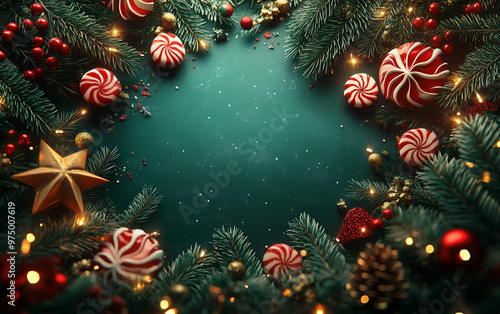 Christmas composition with a border design for product presentation 