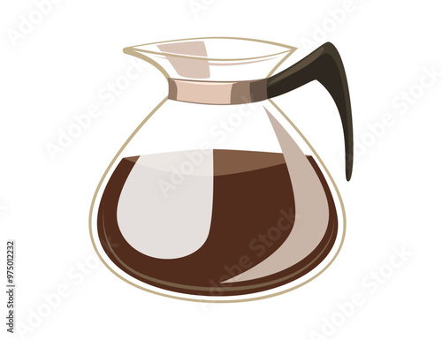 A coffee pot filled with coffee. Brawn glass jug vector illustration