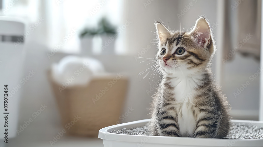 little kitten is sitting in the litter box little kitten is sitting in the litter box