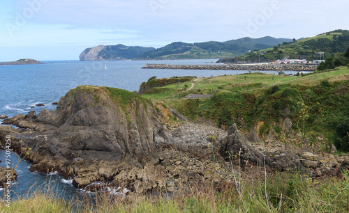 Cliffside View Overlooking the Ocean Near Bermeo, Basque Country, Spain photo