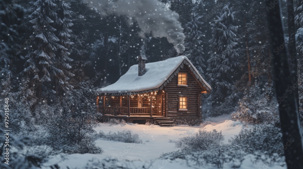 A Cozy Cabin Nestled in a Snowy Forest