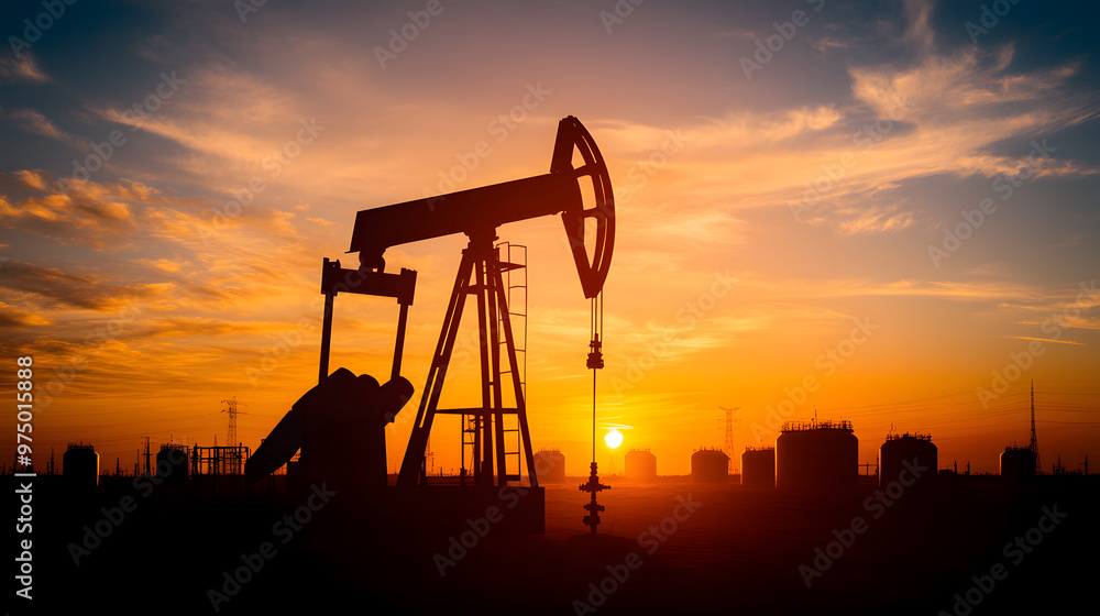 Oil Pump at Sunset | Iconic Silhouette of Energy Production Against a Vibrant Sky Oil Pump at Sunset | Iconic Silhouette of Energy Production Against a Vibrant Sky