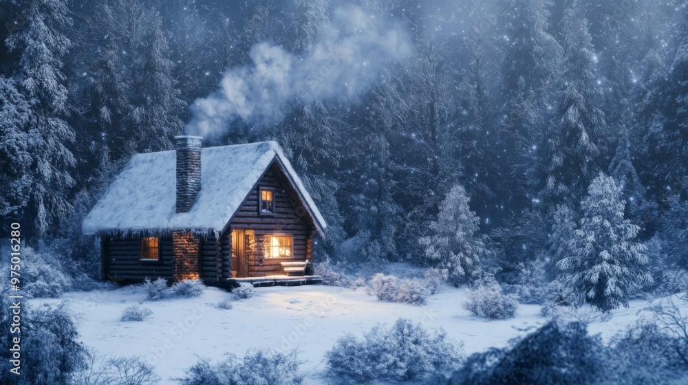 A Cozy Cabin Nestled in a Snowy Forest A Cozy Cabin Nestled in a Snowy Forest