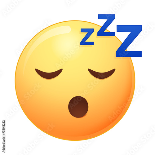 Sleep emoji in cartoon style. Sleeping emoji face, dreaming emoji. Snoring emoticon face icon in messengar style.