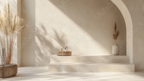 Podium in Minimalist Space. AI generated illustration