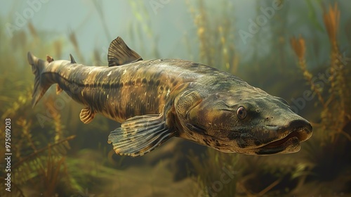 Ancient Fish: A Detailed Illustration of a Prehistoric Aquatic Creature photo