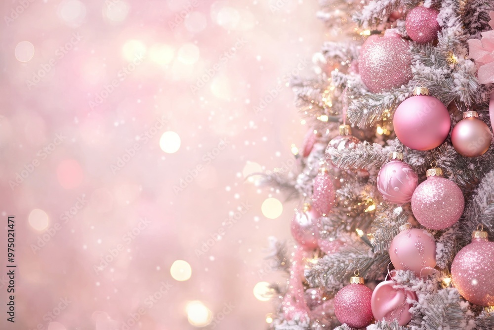 Elegant Pink Christmas Tree with Glittering Ornaments Elegant Pink Christmas Tree with Glittering Ornaments