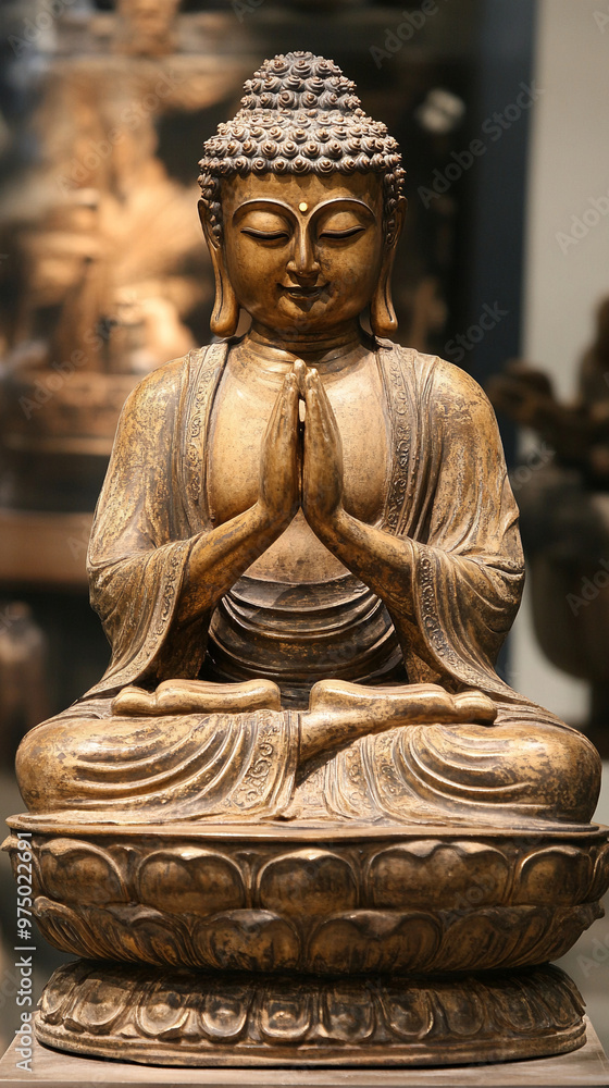 Fototapeta premium bodhisattva lord buddha statue monk meditating buddhism culture religion