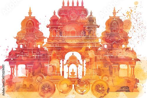 illustration of Jagannath Temple a Hindu temple dedicated to Jagannath, a form of Vishnu in Puri in the state of Odisha, 