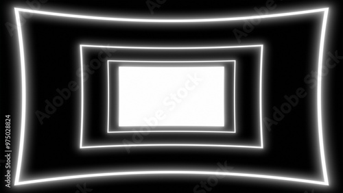 Creative banner white neon screens. Future cyber electric abstract background image 8K illustration copy space text