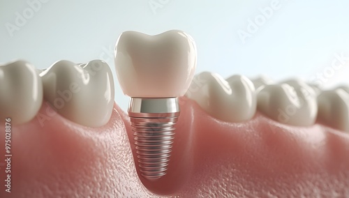 Tooth Implant with Dental Crowns Displayed on a Clean, White Background Highlighting Dental Prosthetics and Oral Health Solutions for Modern Dentistry