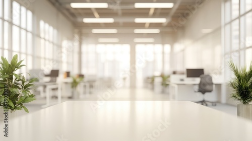 White Open Space Office Interior. AI generated illustration