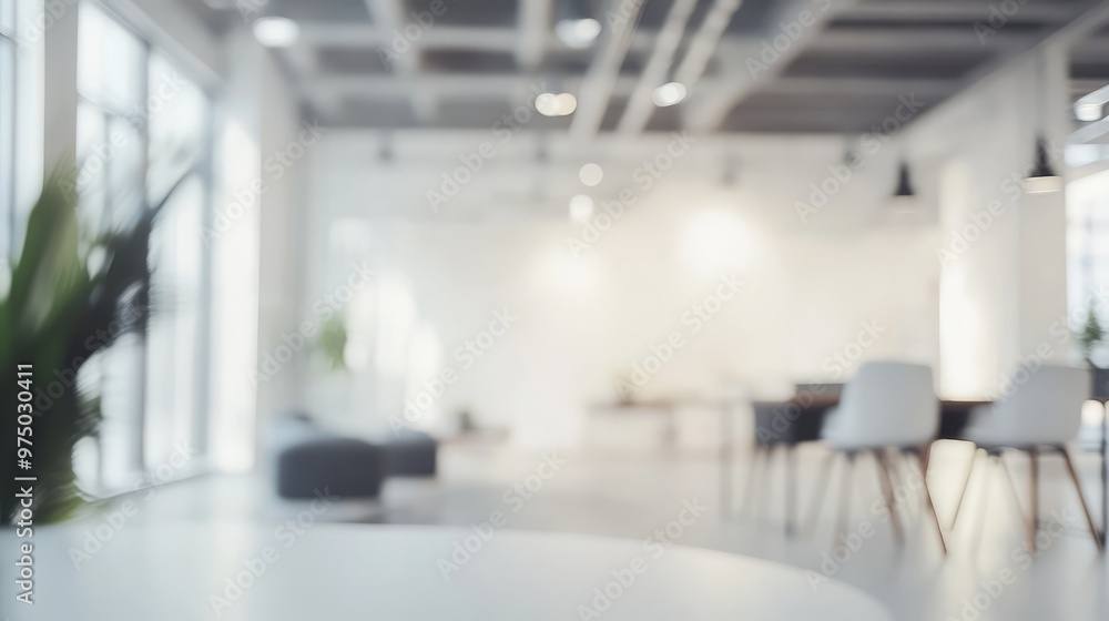 White Open Space Office Interior. AI generated illustration White Open Space Office Interior. AI generated illustration