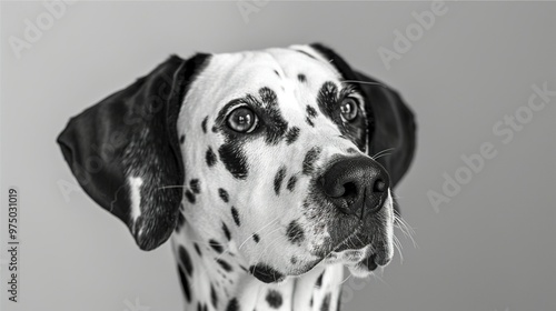  A Dalmatian pup gazes dejectedly into the lens