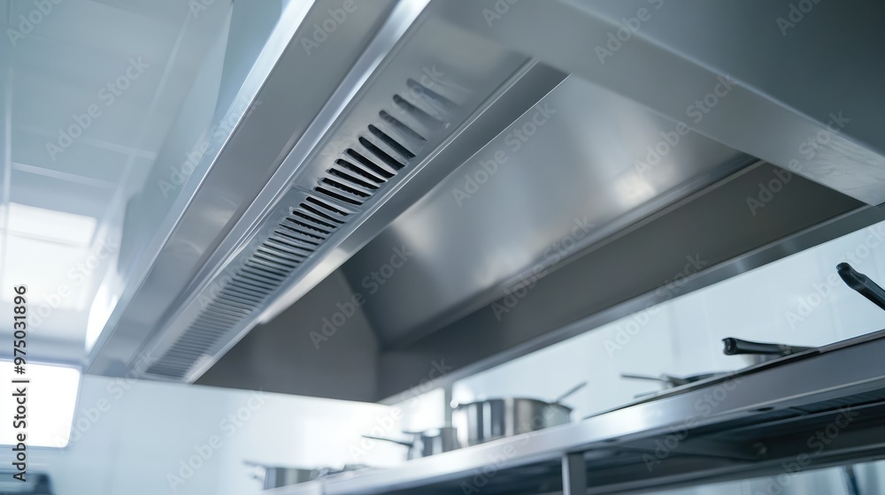 Fototapeta premium Industrial Kitchen Exhaust Hood. AI generated illustration