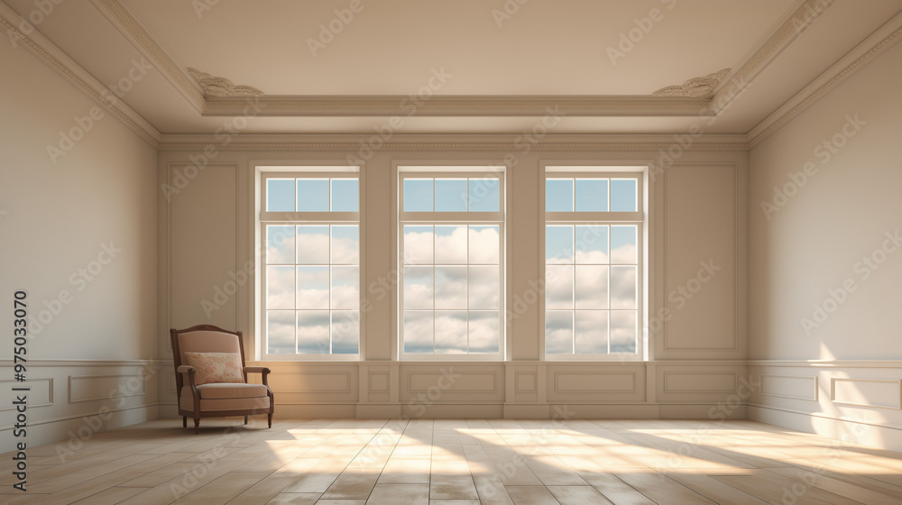 Obraz premium Bright Classical Room with Cloud View