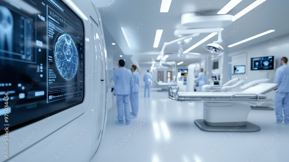 Obraz premium Advanced healthcare facility AI diagnostic systems operate medical equipment technology. AI generated