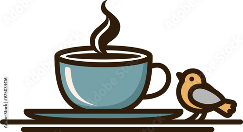 コーヒーカップと小鳥（coffee cup and bird）
