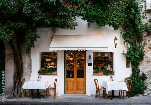 Fototapeta Naklejka Na Ścianę i Meble -  Front Door of an Italian Family Restaurant | Welcoming Entrance to Authentic Italian Dining