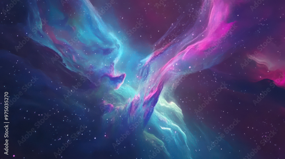 A dreamy, colorful galaxy with stars and swirling nebulae in shades of blue, purple, and pink A dreamy, colorful galaxy with stars and swirling nebulae in shades of blue, purple, and pink