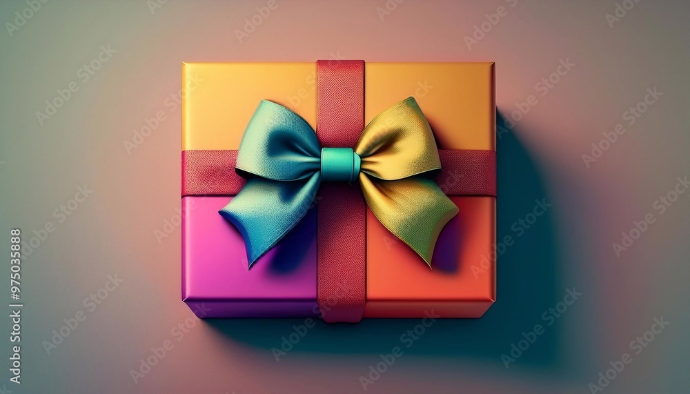 big gift box with bow, holiday and gift giving concept, postcard template big gift box with bow, holiday and gift giving concept, postcard template