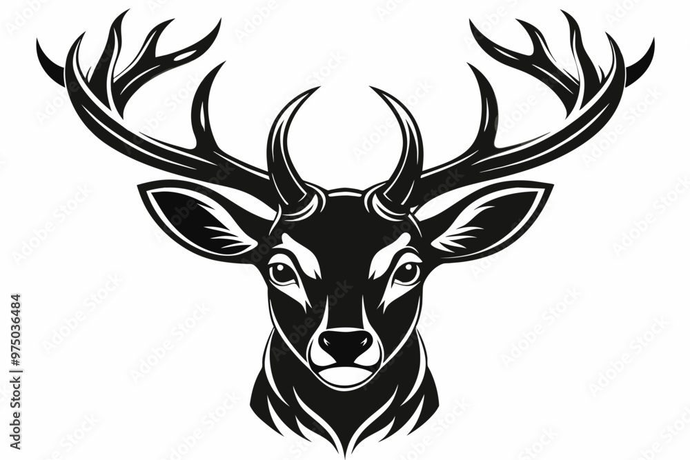 Fototapeta premium Deer head silhouette logo vector art illustration