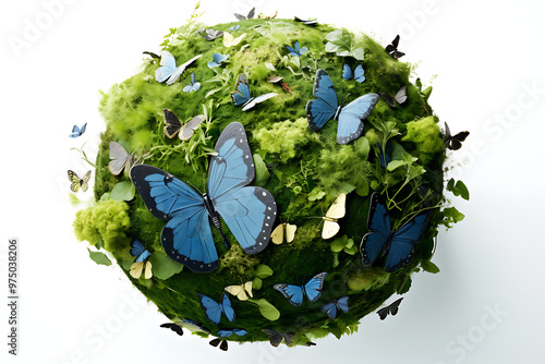 World environment day with earth, levees, flowers, butterfly's. vector illustration design
