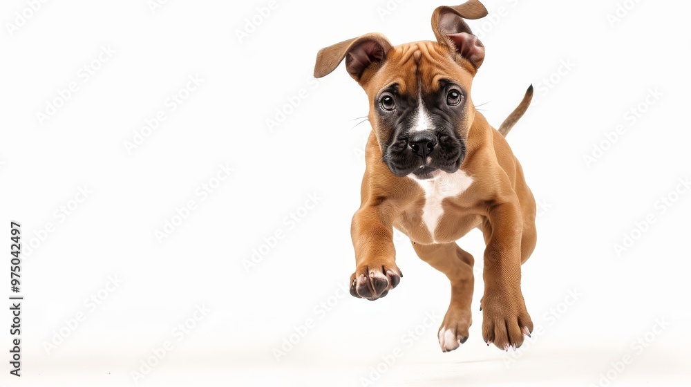 Obraz premium boxer puppy mid-jump