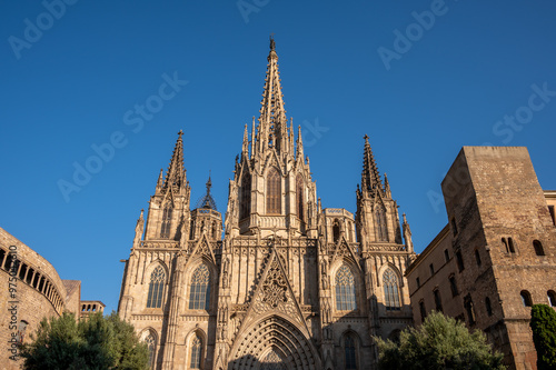 Outside Barcelona's famous gothic cathedral.