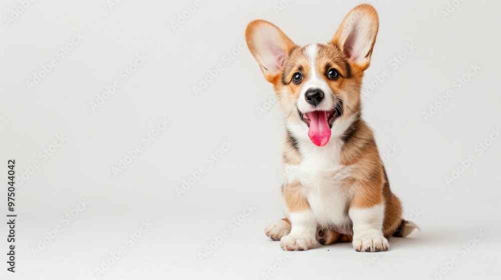 happy corgi puppy sitting upright on a white background happy corgi puppy sitting upright on a white background