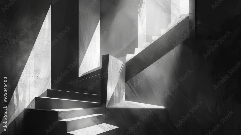 Fototapeta premium Abstract Stairway in a Monochromatic World