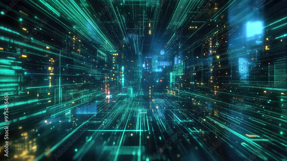Metaverse Neon Tech Background. AI generated illustration Metaverse Neon Tech Background. AI generated illustration