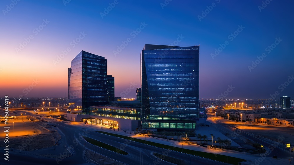 Fototapeta premium KAFD Buildings in Riyadh. AI generated illustration