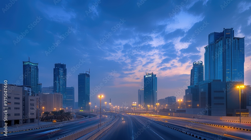 Obraz premium KAFD Buildings in Riyadh. AI generated illustration