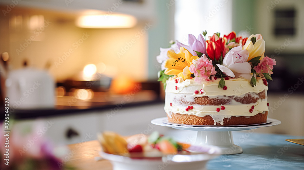 Homemade birthday cake in the English countryside house, cottage kitchen food and holiday baking recipe inspiration Homemade birthday cake in the English countryside house, cottage kitchen food and holiday baking recipe inspiration