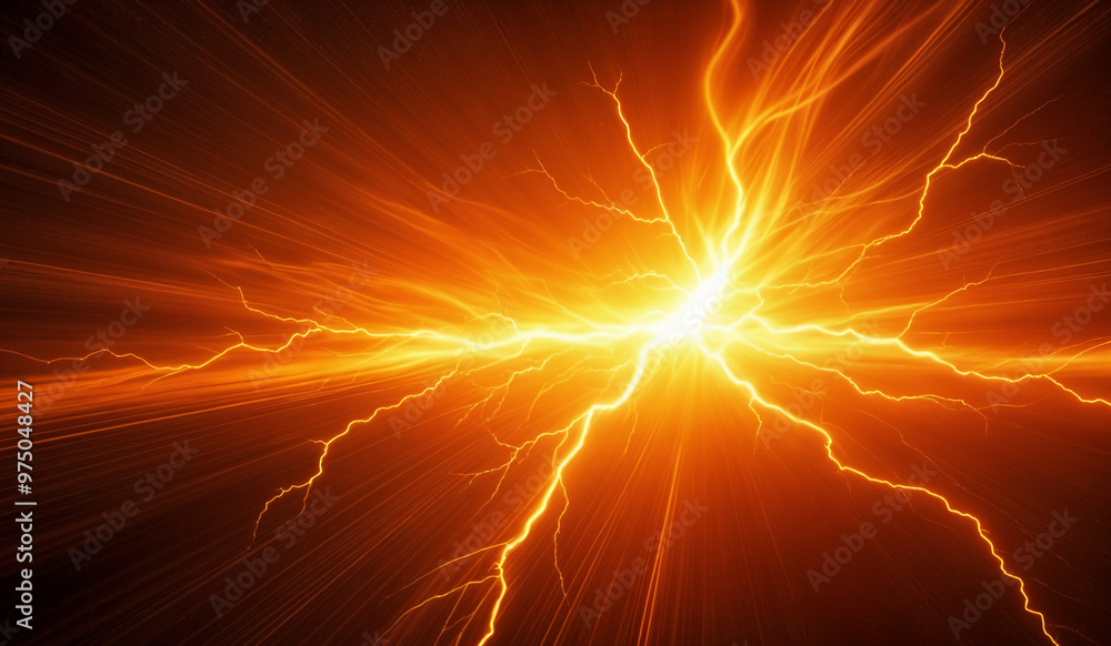 Orange lighting energy flash background. AI Generated Orange lighting energy flash background. AI Generated