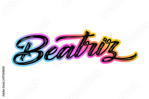 The name “Beatriz” written in a stylized colorful retro font photo