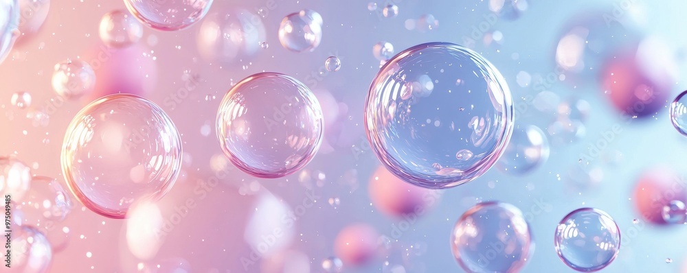 Colorful transparent bubbles floating against a soft pastel gradient background creating a whimsical and dreamy atmosphere Colorful transparent bubbles floating against a soft pastel gradient background creating a whimsical and dreamy atmosphere