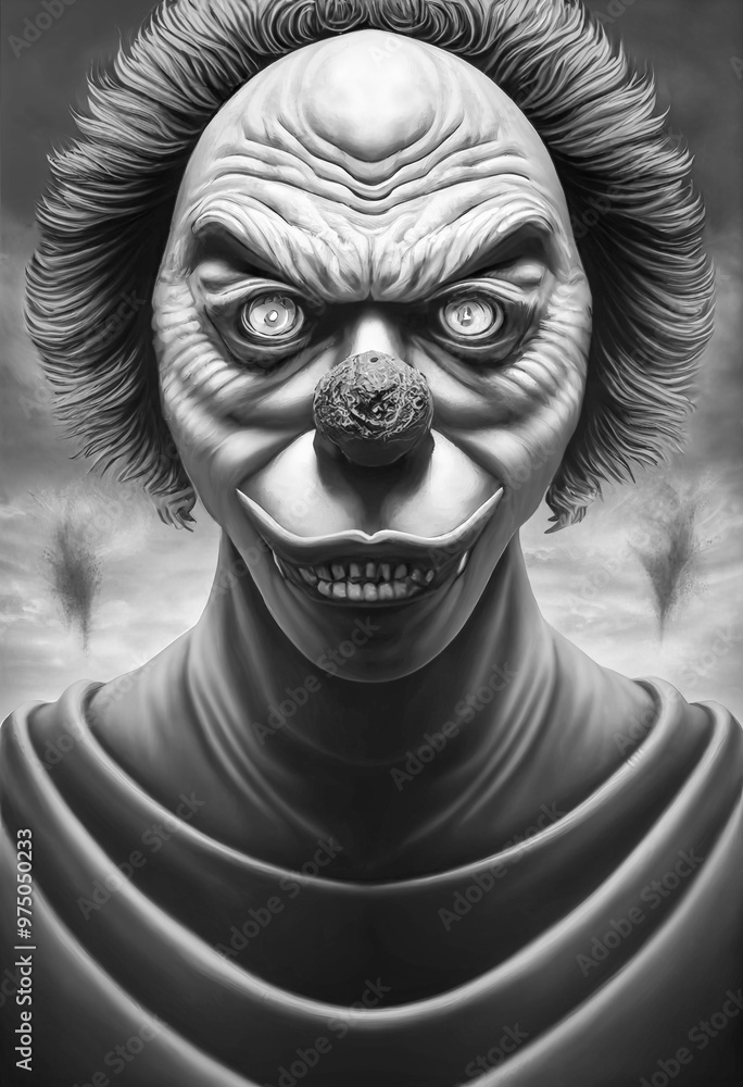 Portrait of an evil creepy clown Portrait of an evil creepy clown