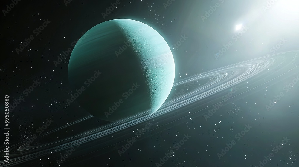 An artist's depiction of a planet encircled by a ring at its base and set against a backdrop of a distant star An artist's depiction of a planet encircled by a ring at its base and set against a backdrop of a distant star