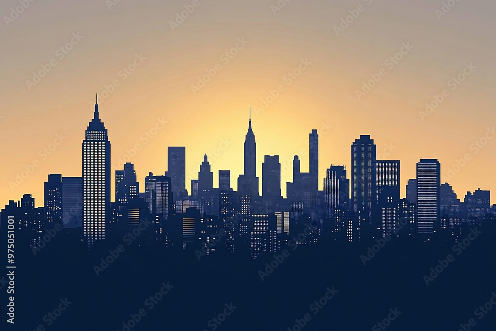 Naklejka premium Skyline View bei Sonnenuntergang 