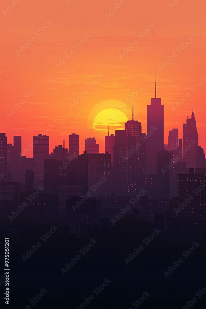 Skyline View bei Sonnenuntergang Skyline View bei Sonnenuntergang