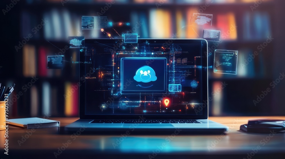 E-Learning Technology Concept. AI generated illustration E-Learning Technology Concept. AI generated illustration