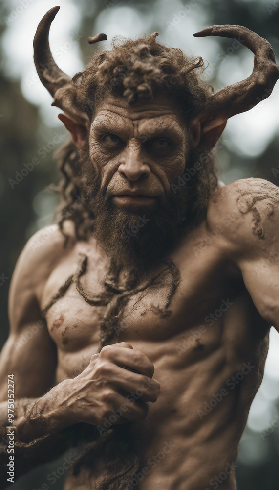 Portrait of Satyr creature from Greek mythology vertical Portrait of Satyr creature from Greek mythology vertical