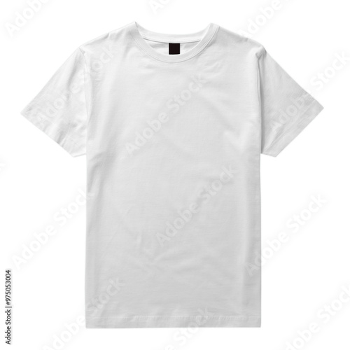 Quadro em tela Real Blank White T-Shirt Transparent Background Front View For Mockup & More