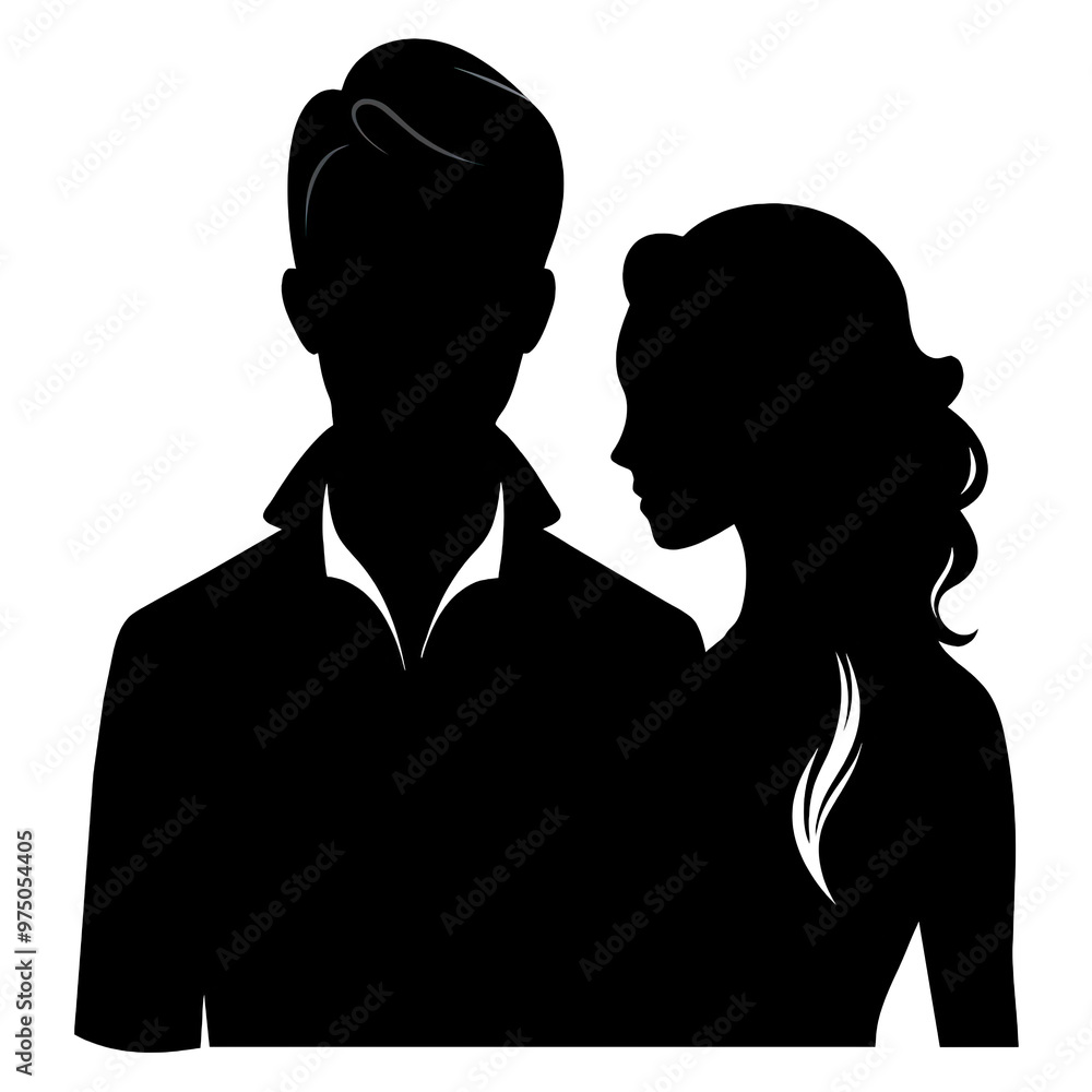 A couple stands closely together their silhouettes representing intimacy and affection in a striking black and white contrast A couple stands closely together their silhouettes representing intimacy and affection in a striking black and white contrast