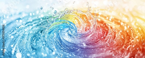 Dynamic swirl of colorful water with vibrant energy and movement concept illustration for washing machine brand logo photo