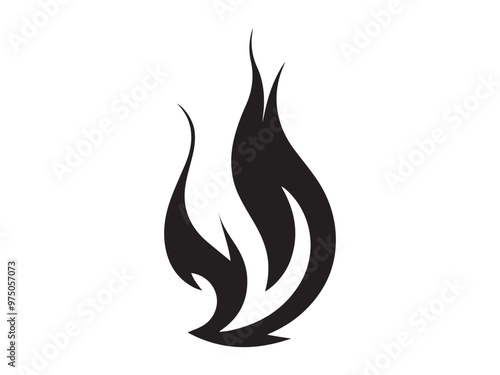 Black silhouette of abstract flames isolated on a white background. Concept of fire illustration, flame design, minimalist style, decorative element
