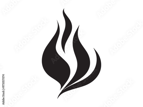Black silhouette of abstract flames isolated on a white background. Concept of fire illustration, flame design, minimalist style, decorative element